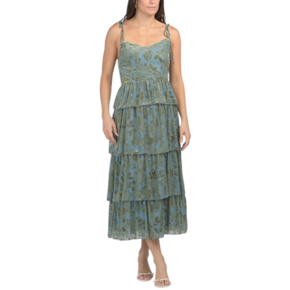 JACQUIE THE LABEL Gabrielle Velvet Burnout Maxi Dress